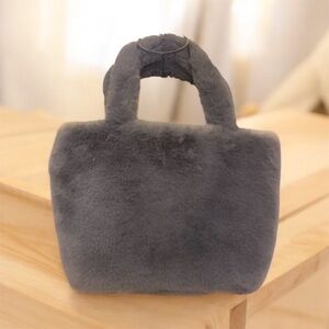 Charcoal Gray Faux Fur Tote Bag -Cozy &Stylish for Winter